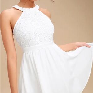 Lover's Game White Lace Skater Dress